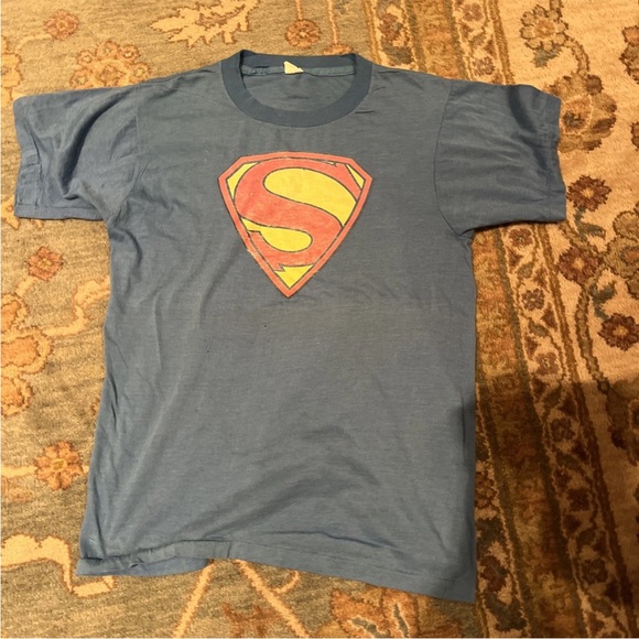 Vintage Rachel of Friends 1990s Superman T Shirt Golden Fruit Loom Med USA RARE